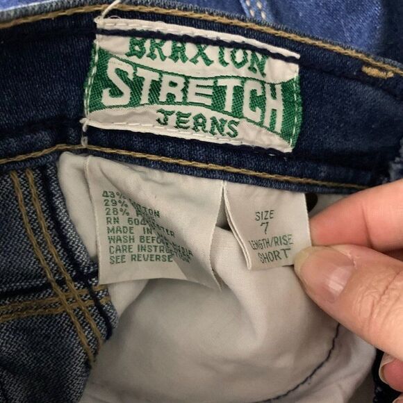 Vintage Braxton High Waist Denim Jeans 24 Blue Dark Wash Tapered Leg Stretch - Picture 5 of 5